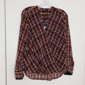 DKNY Drapey Wrap-Front Print Blouse